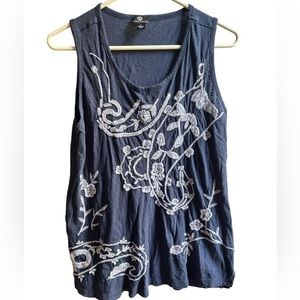 Curations Women's Dark Blue Size Large Sleeveless Tank Top